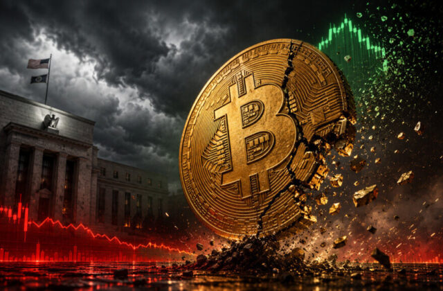 Bitcoin price crash chart showing BTC falling from $61,844 to $58,189 after June 25, 2026 PCE inflation data and $427M in long liquidations