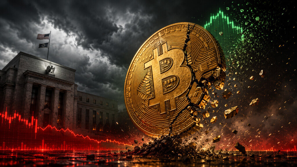 Bitcoin price crash chart showing BTC falling from $61,844 to $58,189 after June 25, 2026 PCE inflation data and $427M in long liquidations
